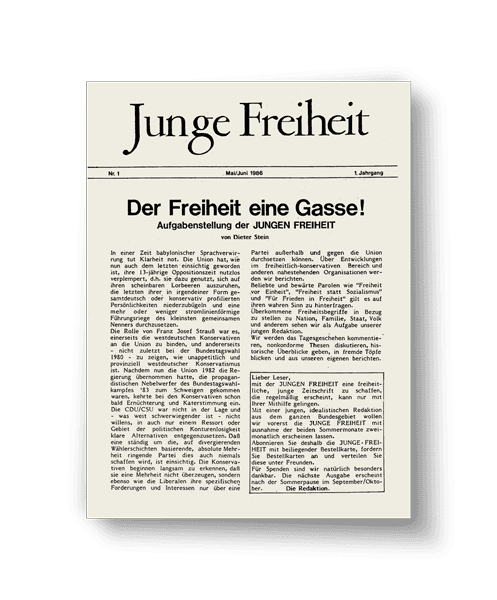 Erste Ausgabe der JUNGEN FREIHEIT